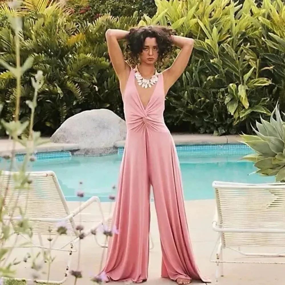 Free People Beach Harlow Wide Leg One Piece Jumpsuit Women's